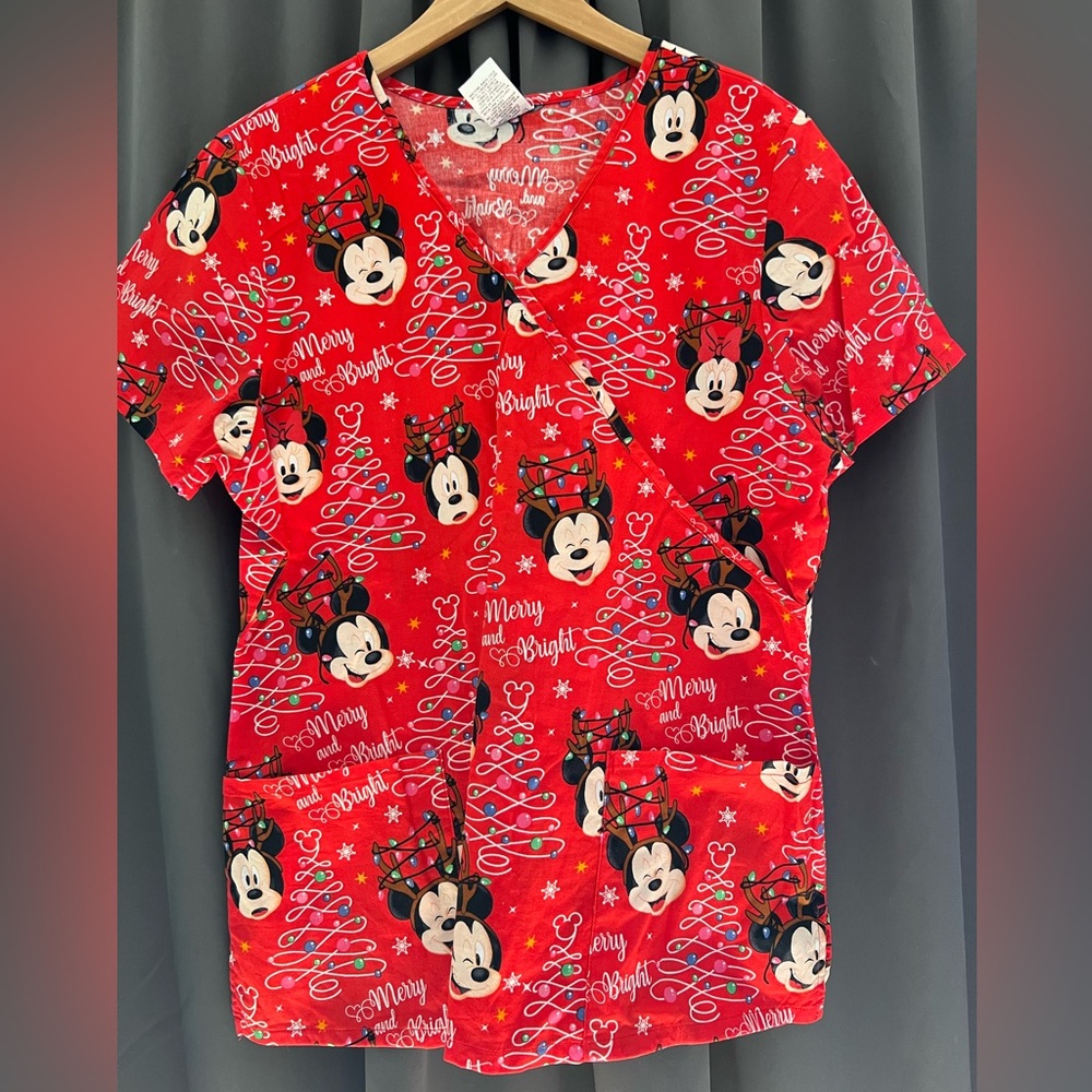 Mickey and Minnie, merry Christmas scrub top